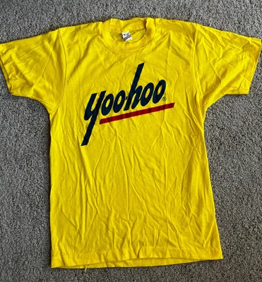Camiseta YOO-HOO Chocolate Drink Amarilla Puntada Única Mediana Verdadero Artículo Vintage Foto 1 de 4