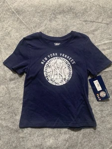 New York Yankees Baseball Girls Size XS (4/5) Blue T-shirt NWT 0270 - Picture 1 of 12