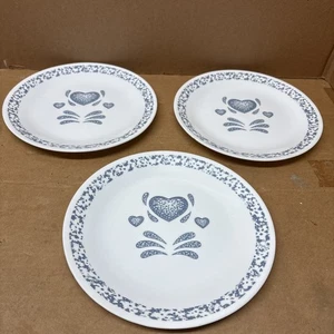 CORELLE CORNING (3) BLUE HEARTS PLATES 8.5" - Picture 1 of 4