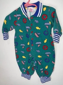 Gymboree Vintage Rainbow Tag One Piece Romper Newborn 100% Cotton Nautical - Picture 1 of 8