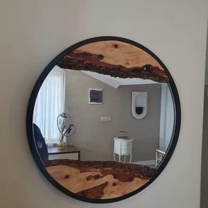 Handmade Olive Wood Mirror, Custom Order Live Edge Wooden Wall Mirror Gift - Picture 1 of 9