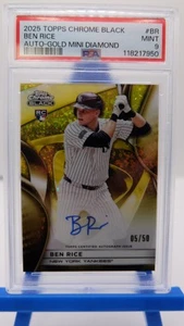 2025 Topps cromo negro - Ben Rice #120 refractor de oro/50 (RC) PSA-9 como nuevo - Imagen 1 de 3