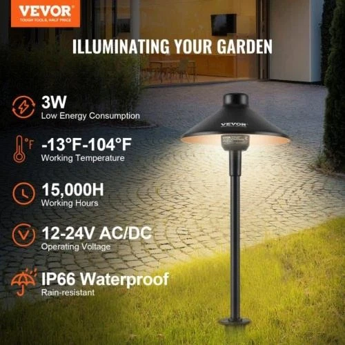 8 Pack Low Voltage Landscape Path Lights 3W 210LM 12V24VACDC Outdoor LED - Image 1 of 4