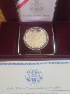1999 P Dolley Madison Proof 90% Silver Dollar OGP & COA Designed By Tiffany & Co - Picture 1 of 8