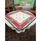 1950S Novelty Tablecloth With Southwest Theme Sombreros And Clay Pots 48" X 51"
