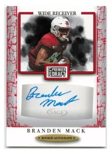 Branden Mack 2021 Sage Football Autograph Red RC SSP #A53 - TEMPLE - Picture 1 of 2