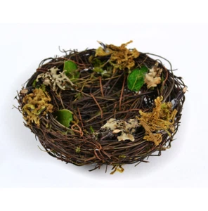 Künstliches Rebennest, Vogelnest mit Blättern und Flechten, Baumzubehör - Bild 1 von 1