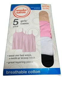 New GIRL 6-6X LOT of 5 layering camis 5-pack 100% cotton fall winter underwear - Picture 1 of 5
