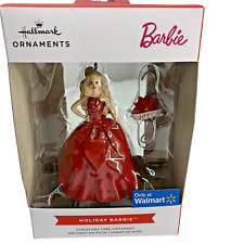 Hallmark 2022 HOLIDAY BARBIE Ornament Hook Resin Red Dress Walmart Exclusive NEW