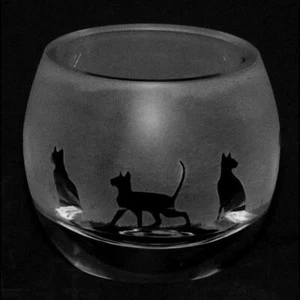 Candelabro Milford Siamese Cat pequeño de vidrio hecho a mano luz nocturna - Imagen 1 de 1