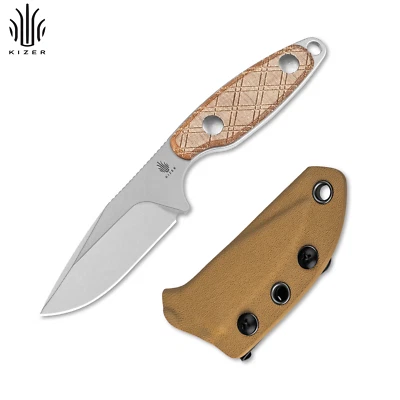 Kizer Muskrat Clip Point Fixed Knife 154CM Blade Micarta Handle+Sheath 1064C1