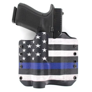 OWB Kydex Holster for 50+ Hanguns with OLIGHT PL-2 - USA THIN BLUE LINE - Picture 1 of 4