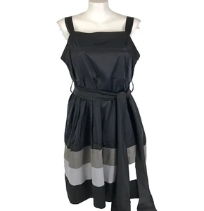 City Chic Dress Black Plus Size XL 20 Grey Stripe A Line Midi Straps Cocktail - Picture 1 of 14