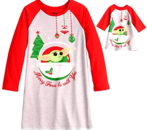 Nuevo Talla 10 Niñas Navidad Pijama Star Wars Bebé Yoda Vestido de Noche y Muñeca Conjunto - Imagen 1 de 3