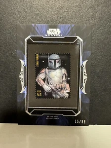 2015 Topps Star Wars Masterwork 2007 USA USPS Stamp Relic Card Boba Fett 15/99 - Picture 1 of 2