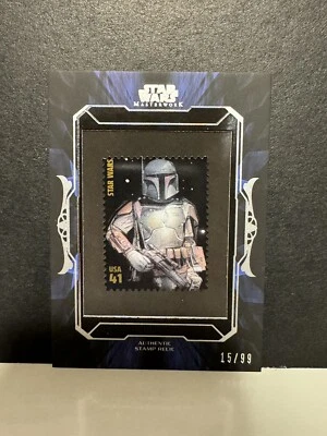 2015 Topps Star Wars Masterwork 2007 USA USPS Stamp Relic Card Boba Fett 15/99 - Image 1 of 2