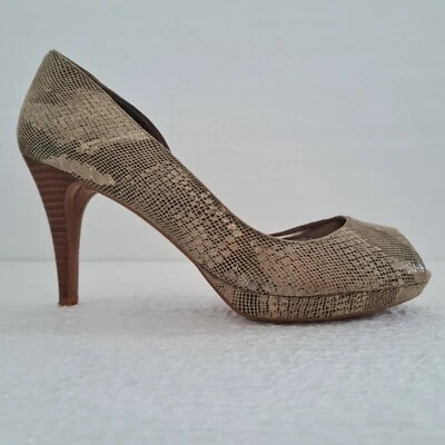 Zapatos de salón DKNYC para mujer con punta abierta US8.5/UK6.5/EU39 Carey # Pw-1203 en bronceado arena Foto 1 de 4