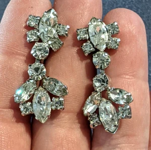 Sterling Silver Earrings (ERGST-B) Vintage Jay Flex Screw Close Rhinestones - Foto 1 di 9