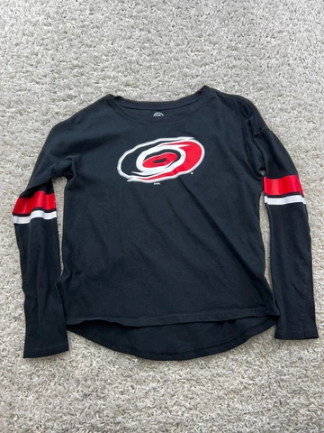 Carolina Hurricanes Shirt Girls Youth Large Black Logo NHL Long Sleeve Cover