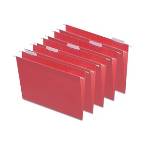 HITOUCH BUSINESS SERVICES Hanging File Folder 5-Tab Letter Size Red 25/Box - Picture 1 of 5