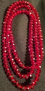 "Collana Perline Sfaccettate Vetro Rosso Vintage Art Déco 38" - Foto 1 di 6