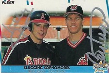 WALLY JOYNER & CORY SNYDER SIGNED 1988 FLEER #622 - SLUGGING SOPHOMORES