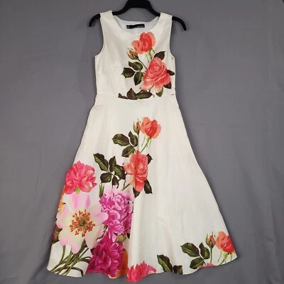 Vestido Feminino Chetta B Floral Fit & Flare Sem Mangas Multicolorido Tamanho 6 - Imagem 1 de 4