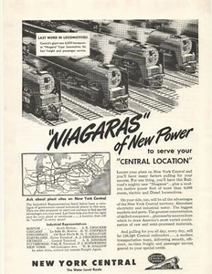1946 New York Central Railroad Werbung "The Water Level Route" - Bild 1 von 1