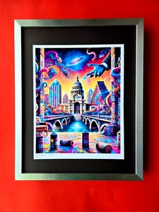 đŸ”¥AIDAN FLUX Hand Signed Original Print Framed LtdED of 69 COA "MY AUSTIN TEXAS - Picture 1 of 4
