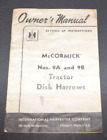 Vintage McCormick Nos. 9A &amp; 9B Tractor Disk Harrows Manual