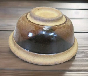 7" Studio Pottery Signed Pedistal Bowl Mixing Bowl Stoneware Brown Glazed #ET - Picture 1 of 12