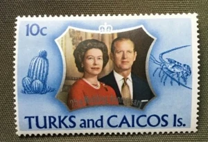 Turks & Caicos stamp - Royal 25th Wedding Anniv 10 U S cents 1972 Sg:TC 372 - Picture 1 of 2