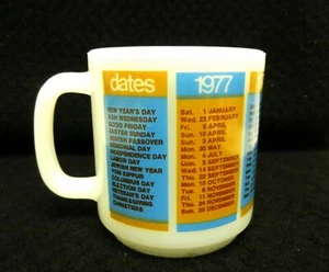 Vtg Glasbake #18 Holidays 'DATES' Coffee Cup Mug for 1977-1981 When & What T16 - Picture 1 of 8