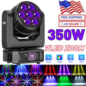 350W 7 LED Zoom Moving Head Beam Stage Lighting RGBW DMX Disco Party DJ Lights - Picture 1 of 11