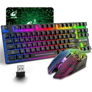 Wireless Gaming Keyboard and Mouse Mechanical Feel Combo for Computer PC Gamer - Picture 1 of 28