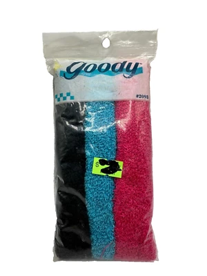 Bandas deportivas de rizo Goody 3 1991 de colección #2093 negro verde azulado rosa Foto 1 de 2