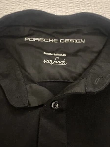 Porsche Design Lufthansa Van Laack Men's Shirt L Black Banded Henley Collar L/S - Picture 1 of 12