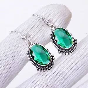 Green Tourmaline Earring,Handmade Earring, Gemstone 925 Sterling Silver Earring" - Picture 1 of 3