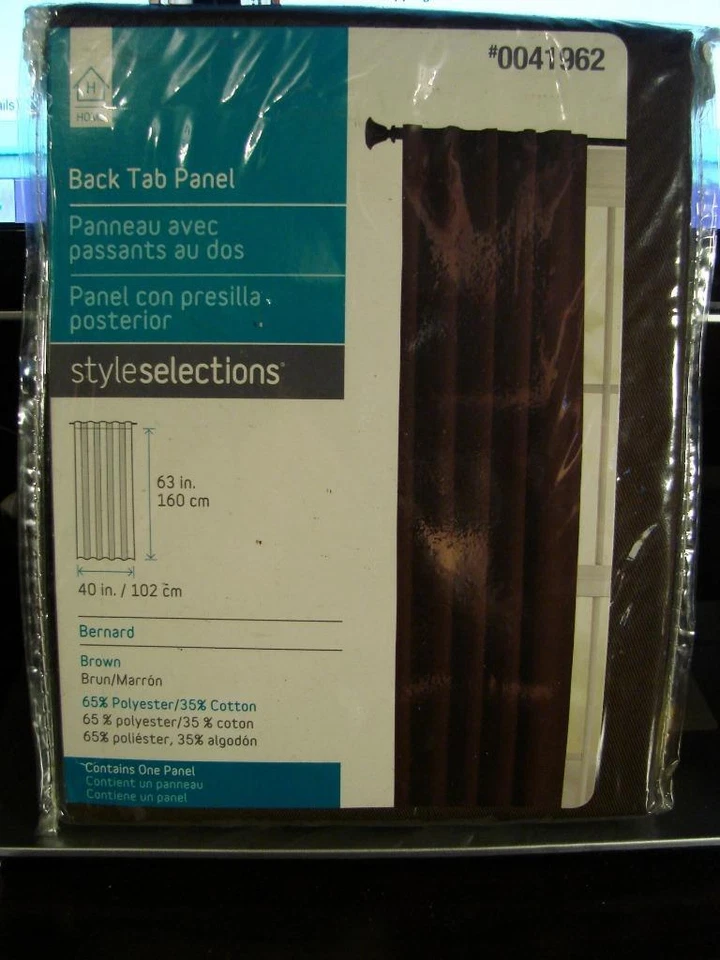 Style Selections Back Tab Panel Bernard Brown 40" x 63" BRAND NEW #0041962 - Image 1 of 1