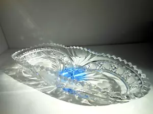 Antik geschnittenes Glas 11 1/2" Sellerie Geschirr signiert NACGMC blau & klar - Bild 1 von 21