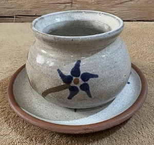 Vintage Pottery Pot Vase Jar Salt Glaze Plate Dish Flowers - Picture 1 of 8