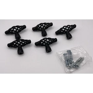 5 perillas de jaula de pájaros negras mate herrajes de gabinete de 2” de largo con tornillo de montaje SALVAGED - Imagen 1 de 5