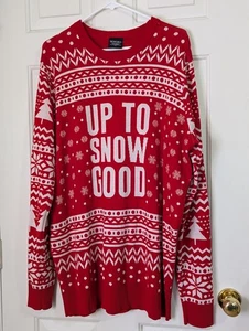 Bioworld Ugly Christmas Sweater UP TO SNOW GOOD Mens 3XLT Red White Fair Isle - Picture 1 of 7