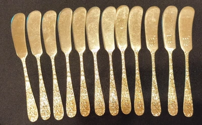 12-6" STIEFF ROSE STERLING INDIVIDUAL BUTTER KNIVES GRANNYS SILVER 3 HAVE MONO Foto 1 de 4