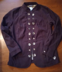 QUACKER FACTORY Dream Jeannes Brown Denim Rhinestone Grommet Moto Jean Jacket XS - Picture 1 of 5