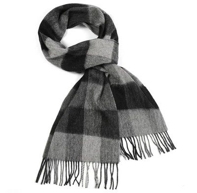 Bufanda de lana con flecos (negro, gris) suave cálida bufanda de lana natural para hombre/mujer Foto 1 de 3