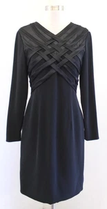 Vtg 90s Black Mesh Satin Bandage Wrapped Bodice Cocktail Dress Sz 6 Artsy Unique - Picture 1 of 7
