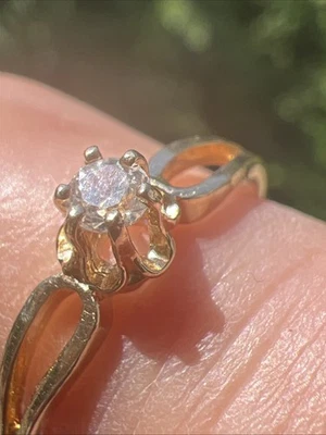 10k Yellow Gold Round Diamond Solitaire Ring Size 5.75 - Image 1 of 4