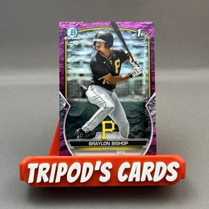 2023 Bowman Chrome 1er Braylon Bishop Fucsia Lunar Crater Refractor #179/199 - Imagen 1 de 3
