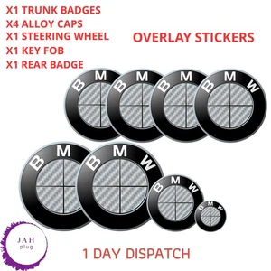 STICKER WRAP OVERLAY DECAL BADGE GLOSS CARBON FIBRE FULL SILVER FOR BMW MODELS - Picture 1 of 11